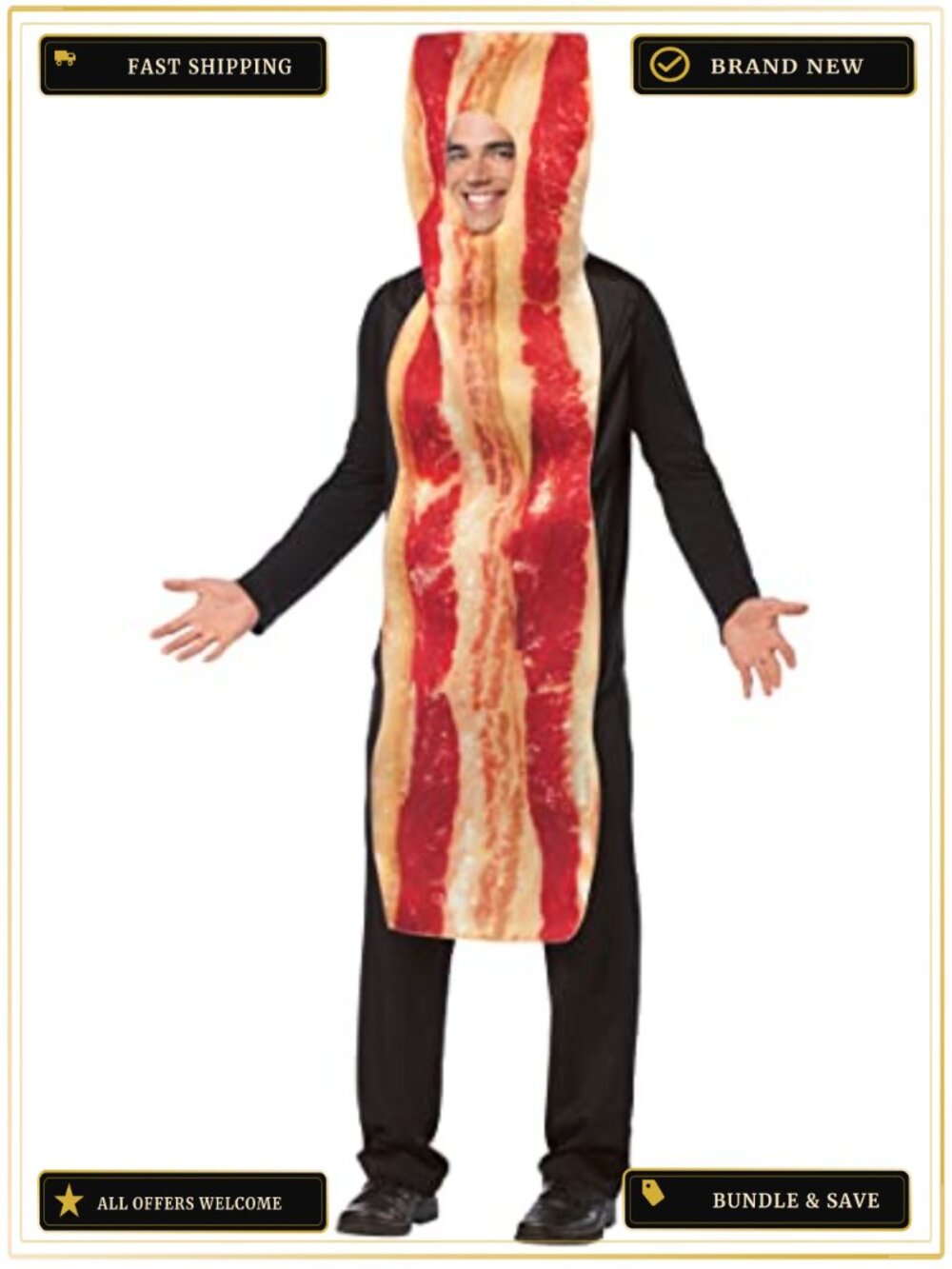 Bacon Strip Costume One Size Fits Most Adults Fun Easy Party Tunic